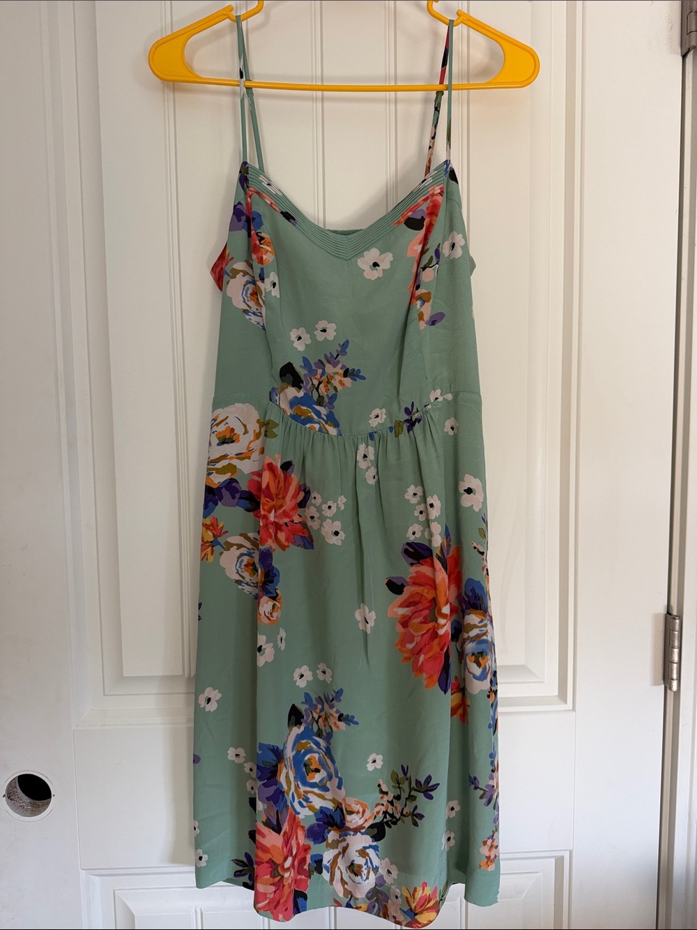 Moulinette Soeurs Silk Sage Green Floral Midi Slip Dress with Pockets